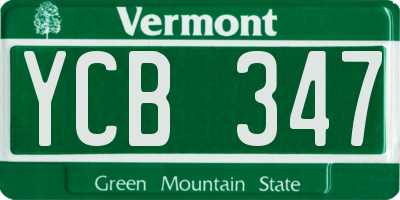 VT license plate YCB347