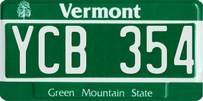 VT license plate YCB354