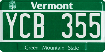 VT license plate YCB355