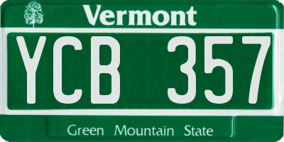 VT license plate YCB357