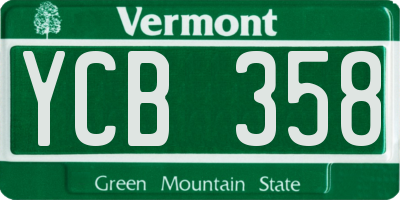 VT license plate YCB358