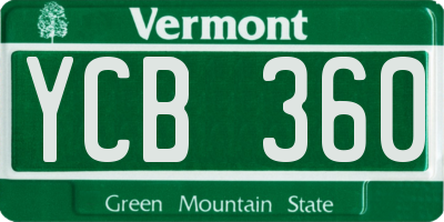 VT license plate YCB360
