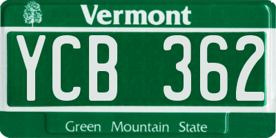 VT license plate YCB362