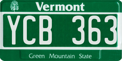 VT license plate YCB363