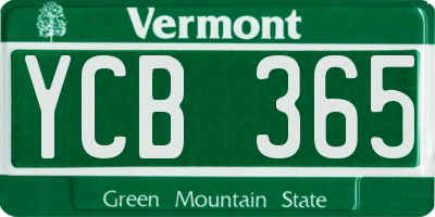 VT license plate YCB365