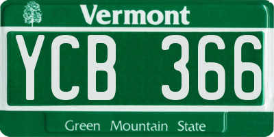 VT license plate YCB366