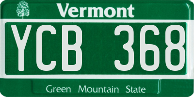 VT license plate YCB368