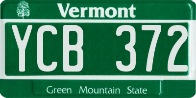 VT license plate YCB372