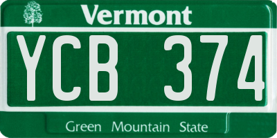 VT license plate YCB374