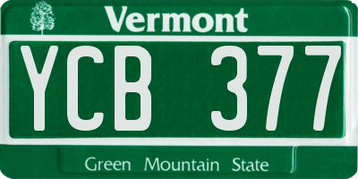 VT license plate YCB377