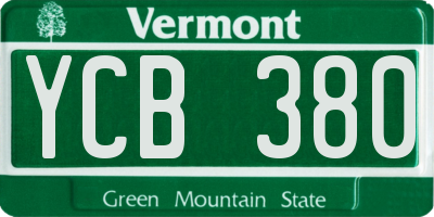 VT license plate YCB380