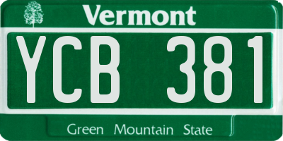 VT license plate YCB381
