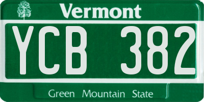 VT license plate YCB382