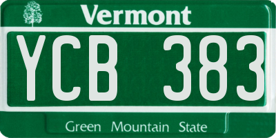 VT license plate YCB383