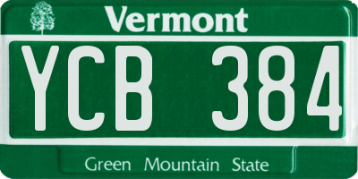 VT license plate YCB384