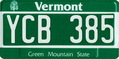 VT license plate YCB385