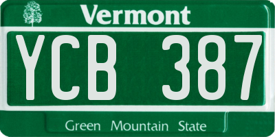VT license plate YCB387