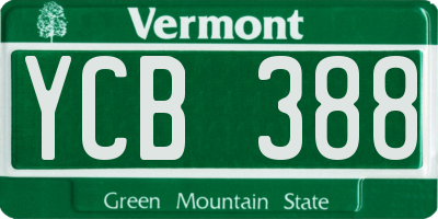 VT license plate YCB388