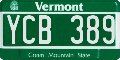 VT license plate YCB389