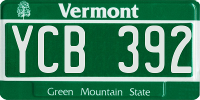 VT license plate YCB392