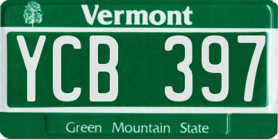VT license plate YCB397
