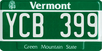 VT license plate YCB399