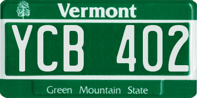 VT license plate YCB402