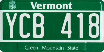 VT license plate YCB418