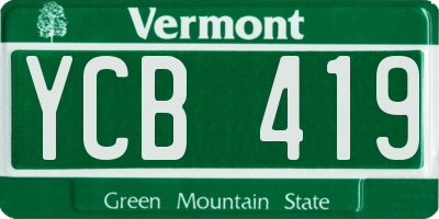 VT license plate YCB419
