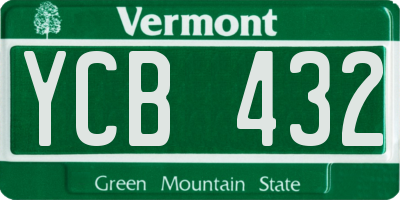 VT license plate YCB432