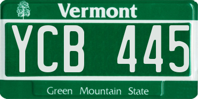 VT license plate YCB445