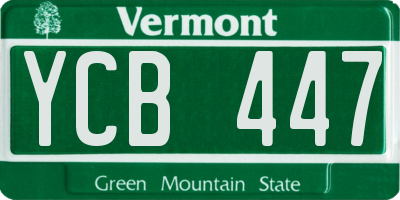 VT license plate YCB447