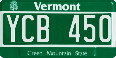VT license plate YCB450