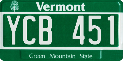 VT license plate YCB451
