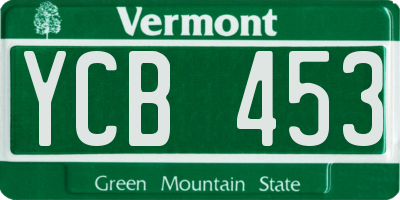 VT license plate YCB453