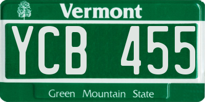VT license plate YCB455