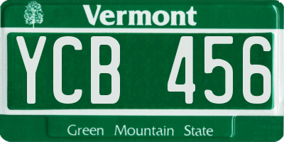 VT license plate YCB456