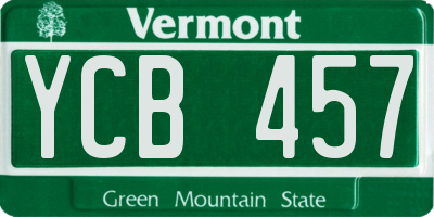 VT license plate YCB457