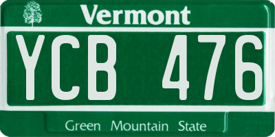 VT license plate YCB476