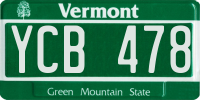 VT license plate YCB478