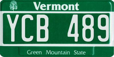 VT license plate YCB489