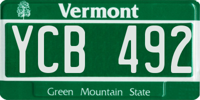 VT license plate YCB492