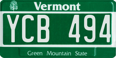 VT license plate YCB494