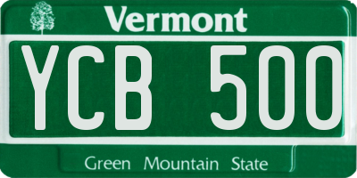 VT license plate YCB500