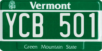 VT license plate YCB501
