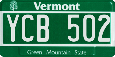 VT license plate YCB502