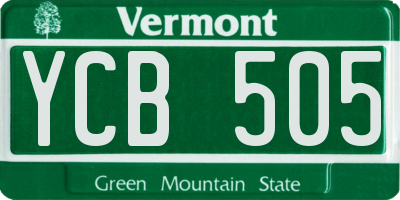 VT license plate YCB505