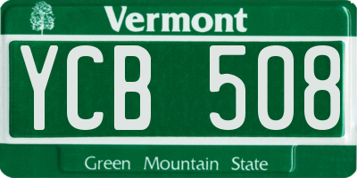 VT license plate YCB508