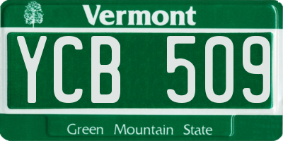 VT license plate YCB509