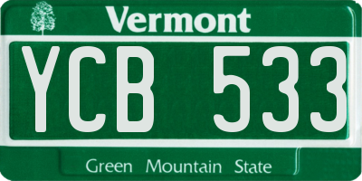 VT license plate YCB533